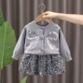 thumbnail image 1 of ATOGUTA Girls 2 Piece Outfit Button Down Knitted Sweater Cardigan and Mini Aline Skirts Set Size 1T-7, Gray, 1 of 6