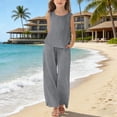 thumbnail image 1 of ATOGUTA Girls' 2 Piece Outfits Sleeveless Tank Top and Wide Leg Pants Set Casual Summer Clothes Size 3T-14, Gray, 1 of 7