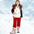 thumbnail image 1 of ATOGUTA Girls 2 Piece Snowsuit 2-Piece Waterproof Snowsuit Cozy Hooded Puffer Jacket and Ski Pants Set Size 1-5T, Red, 1 of 4
