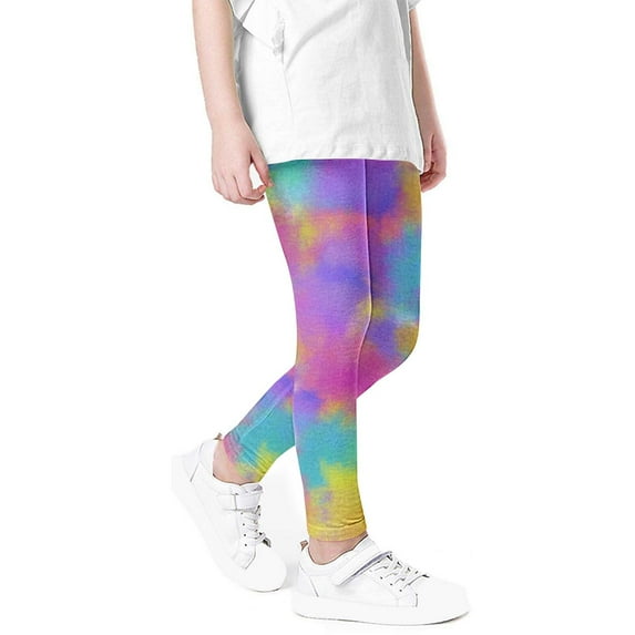 ATOGUTA Girls' Active Leggings Tie-Dyed Stretchy Soft Kids Summer Leggings for Active Wear 3-7 Years