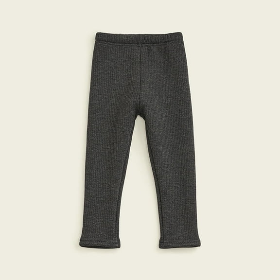 ATOGUTA Girls Athletic Leggings Fleece Lined Leggings Warm Stretchy Thick Thermal Tights Pants for Kids Girls Dark Gray, Size 6M-12