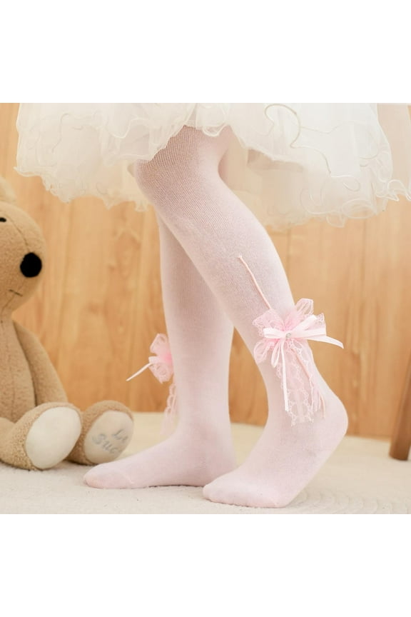 Girls Athletic Leggings Size 3T-8 Soft Dance Tights Elastic Footed Tights for Girls Warm Stockings Pink