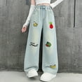 thumbnail image 1 of ATOGUTA Girls' Baggy Jeans Elastic Waist Wide Leg Denim Pants Size 5T-15, Blue, 1 of 6