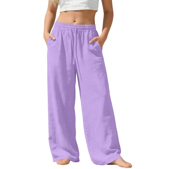 ATOGUTA Girls Baseball Pants High Waist Elastic Waist Wide Leg Trousers Youth Casual School Sports Travel Size 3T-14, Purple