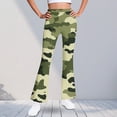 thumbnail image 1 of ATOGUTA Girls Bell Bottom Leggings High Waisted Casual Kids Print Warm Fleece Flare Leggings Size 5T-16, Army Green, 1 of 6