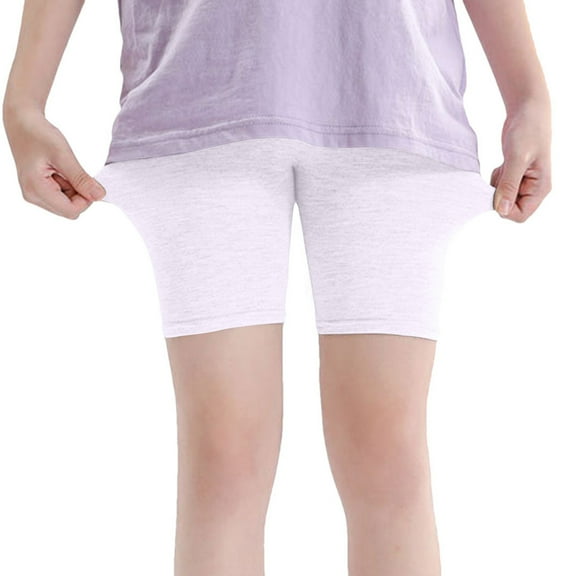 ATOGUTA Girls Bike Shorts Kids Bike Cartwheel Shorts Safety Under Dress Dance Shorts White, Size 6-12