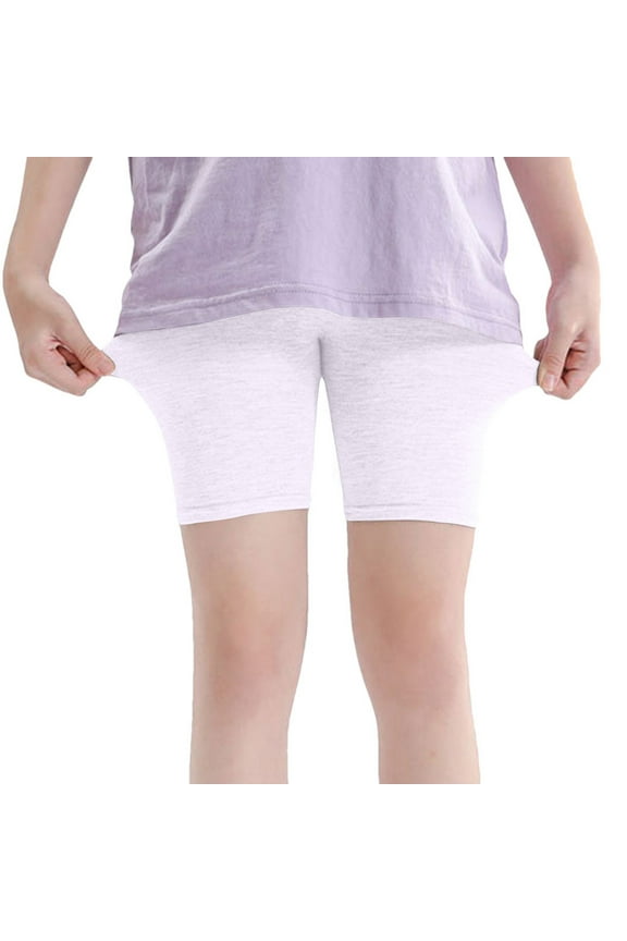 Girls Bike Shorts Kids Bike Cartwheel Shorts Safety Under Dress Dance Shorts White, Size 6-12