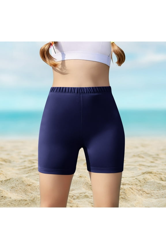 Girls Biker Shorts Kids High Waisted Yoga Dance Athletic Shorts Comfy Gymnastics Shorts Navy, Size 5-14 Years