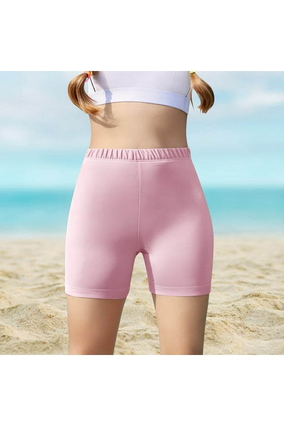 Girls Biker Shorts Kids High Waisted Yoga Dance Athletic Shorts Comfy Gymnastics Shorts Pink, Size 5-14 Years
