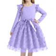 thumbnail image 1 of ATOGUTA Girls Birthday Dresses Long Sleeve Birthday Holiday Wedding Party Princess Tulle Dress Size 1T-8, Purple, 1 of 5