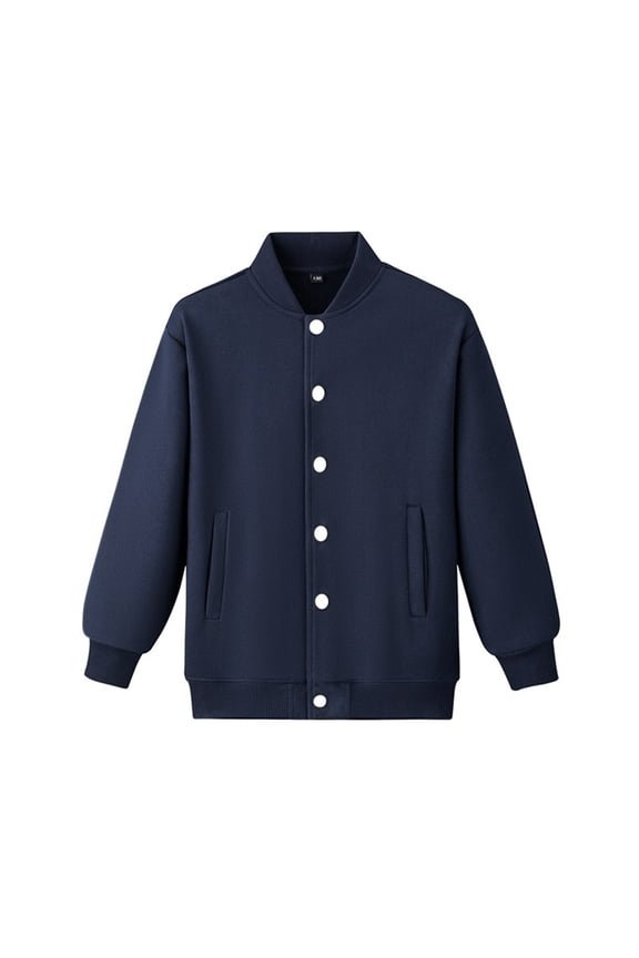 Girls Bomber Jacket Button Down Baseball Jacket Long Sleeve School Jacket Outerwear Size 3T-13, Navy