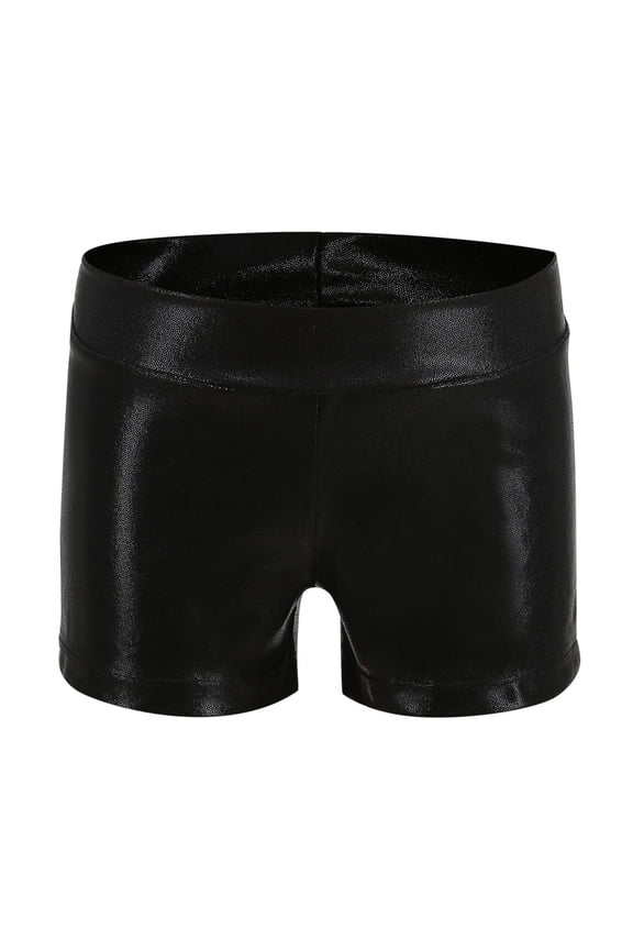 Girls Boys Bermuda Shorts Yoga Dance Shorts Glitter Bottoms Gymnastics Shorts Black, Size 2T-8