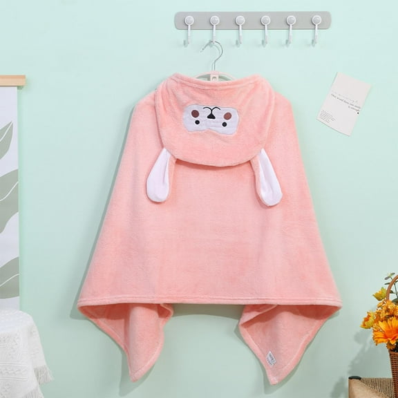 ATOGUTA Girls Boys Robes Hooded Bath Towel 35.4 x 59'' Large Hooded Towel for Kids Wrap Bathrobe Boy Girl Pink, Size 10-14