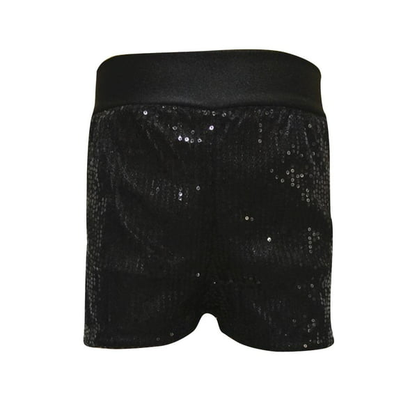 ATOGUTA Girls Boys Shorts Shiny Hot Pants Sparkly Dance Outfits Short Pants Black, Size 3T-11