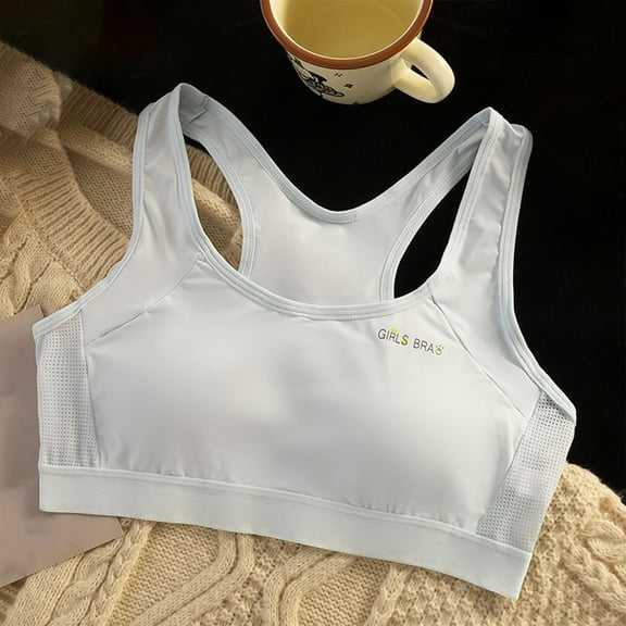 ATOGUTA Girls Bra Size 10-18 Bralette Seamless Cami Crop Bras Built-Up Stretch Sports Bra in Everyday Colors Blue