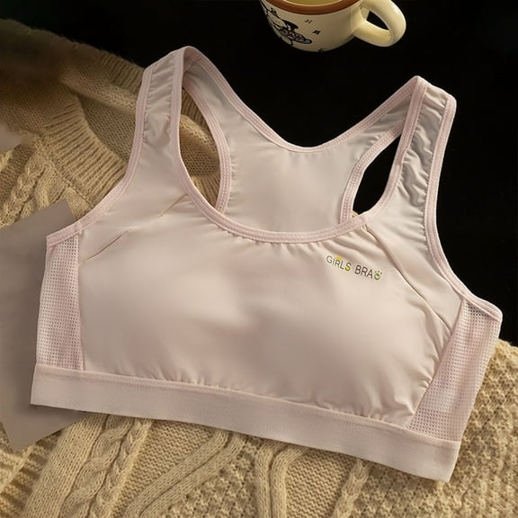 ATOGUTA Girls Bra Size 10-18 Bralette Seamless Cami Crop Bras Built-Up Stretch Sports Bra in Everyday Colors Pink