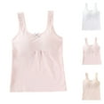 thumbnail image 1 of ATOGUTA Girls Built In Bra Tank Tops Size 9-14 Kids Athletic Seamless Stretchy Crop Tops Dance Yoga Pink, 1 of 3
