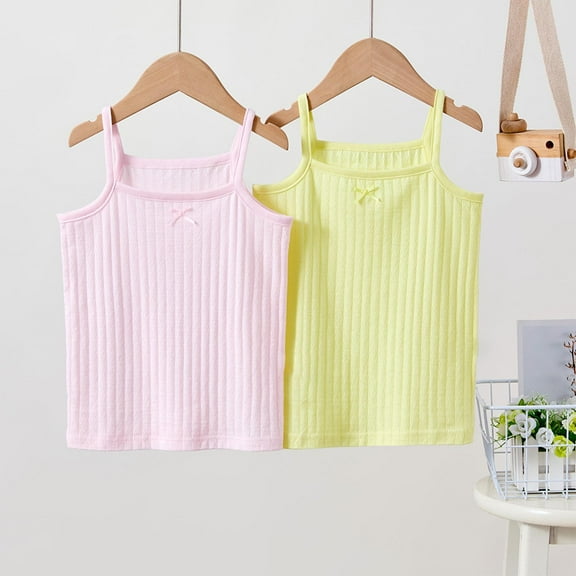 ATOGUTA Girls' Camisole Undershirt Pink 2 Pack Soft and Breathable Cotton Cami Tank Top Camisole Tops for Girls Size 2T-11