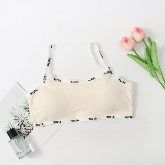 ATOGUTA Girls Camisole With Built In Bra Size 10-13 Kids Athletic Seamless Camis Dance Yoga Crop Tops Beige