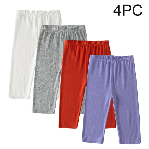 ATOGUTA Girls Capri Elastic High Waist Breathable Leggings Soft Stretchy Cropped Pants 4-Pack Multicolor, Size 2-13 Years