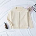 thumbnail image 1 of ATOGUTA Girls Cardigan Sweater School Uniforms Hollow Knit Long Sleeve Button Sweater Beige, Size 12M-7, 1 of 3