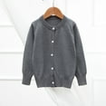 thumbnail image 1 of ATOGUTA Girls Cardigan for Dress Long Sleeve Cardigan Kids Casual Button Front Sweater Cropped Jacket Cover Up Tops Gray, Size 2T-10, 1 of 3