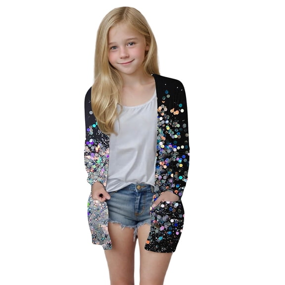 ATOGUTA Girls' Cardigans Kids Fashion Open Front Outerwear Size 5T-14, Multicolor