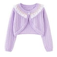 thumbnail image 1 of ATOGUTA Girls' Cardigans Purple Kids Button Closure Knitted Shrug Cropped Sweaters Tops Size 9M-14, 1 of 4