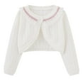 thumbnail image 1 of ATOGUTA Girls Cardigans White Kids Button Closure Knitted Shrug Cropped Sweaters Tops Size 9M-14, 1 of 3