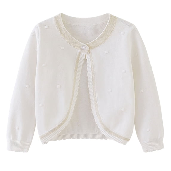 ATOGUTA Girls Cardigans White Long Sleeve Knit Bolero Cardigans Jacket Cover Up Sweater Size 18M-6
