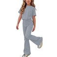 thumbnail image 1 of ATOGUTA Girls' Clothes Size 5T-15 Short Sleeve Shirt and Flare Pants Set Perfect for Casual School Outings Holidays Gray, 1 of 7