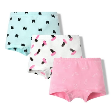 ATOGUTA Girls Cotton Underwear with 3 Packs Toddler Boyshort Panties White, Size 2T-10