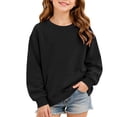 thumbnail image 1 of ATOGUTA Girls Crewneck Sweatshirt Black Kids Long Sleeve Sweatshirts Casual Fashion Spring Fall Clothes with Pockets Size 3T-14, 1 of 8