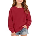thumbnail image 1 of ATOGUTA Girls Crewneck Sweatshirt Red Kids Long Sleeve Sweatshirts Casual Fashion Spring Fall Clothes with Pockets Size 3T-14, 1 of 8