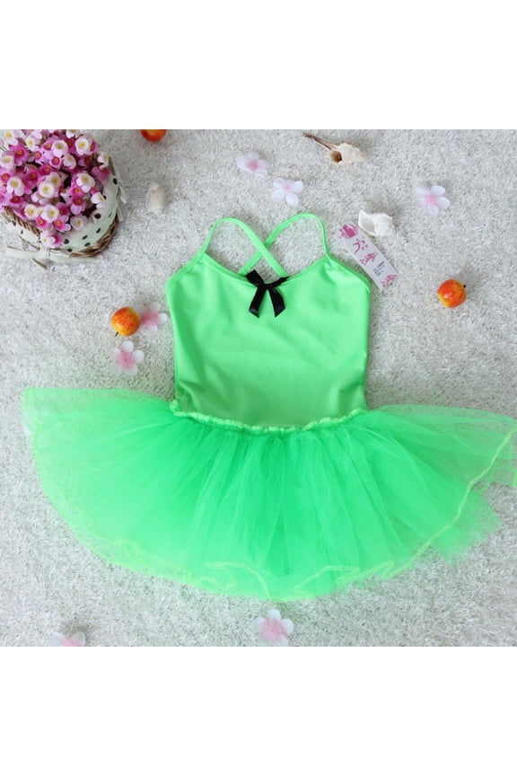 Girls Dance Dress Dance Skirted Leotard Kids Ballets Tutu Dress Kids Sleeveless Dancewear Size 4T-11. Green