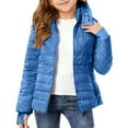 thumbnail image 1 of ATOGUTA Girls Down Coat Kids Winter Quilted Hooded Puffer Jacket with Zipper Pockets Size 3T-12, Blue, 1 of 6