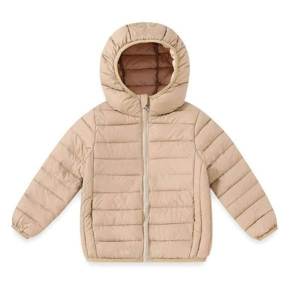 ATOGUTA Girls Down Jackets Full Zip Up Quilted Jacket Hooded Winter Puffer Coat Size 3T-16 Khaki