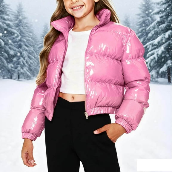 ATOGUTA Girls Down Winter Coat Quilted Puffer Jacket Warm Hooded Parka Snow Coats Size 1T-10 Pink