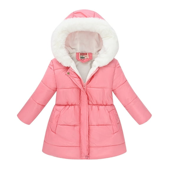 ATOGUTA Girls Down Winter Coat Winter Down Coat Kids Warm Fleece Puffer Jackets Outerwear Comfy Parka Pink, Kids Jackets 4T-12