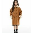 thumbnail image 1 of ATOGUTA Girls Dress Coat Kids Wool Lapel Long Button Jackets Fall Winter Outerwear Peacoat with Pockets Size 5T-15 Coffee, 1 of 6