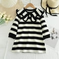 thumbnail image 1 of ATOGUTA Girls Dress Collared Long Sleeve Striped A-Line Fall Casual Dresses Size 2T-8, Black, 1 of 5