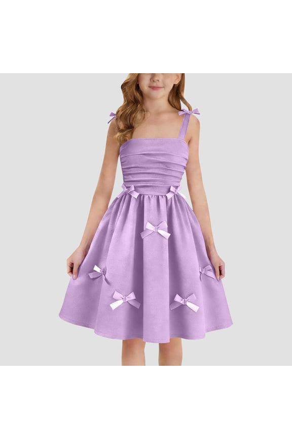 Girls' Dresses Summer Kids Skater Twirl A Line Tank Dress for School Casual Holiday Party Size 4T-15, Purple