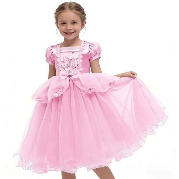 ATOGUTA Girls Dresses Tulle Party Birthday Poster Formal Fancy Flower Princess Dresses Size 3T-12, Pink