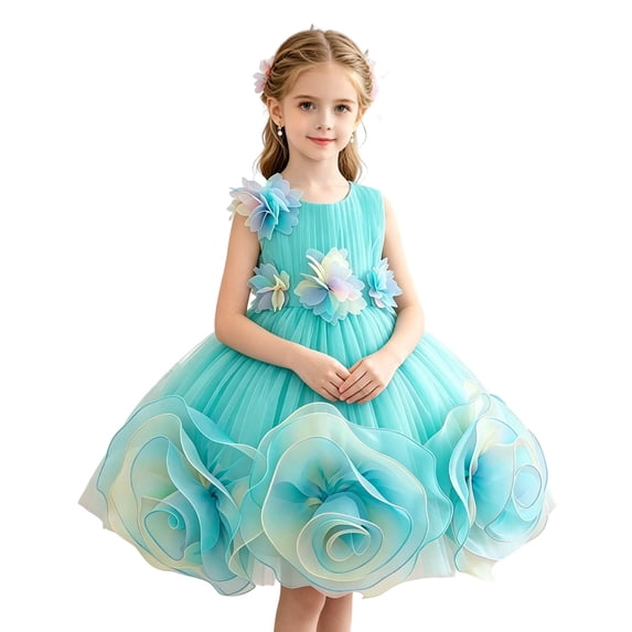 ATOGUTA Girls Dresses Wedding Tulle Tutu Dresses Princess Birthday Party Prom Ball Gown Size 0-8