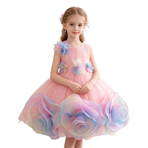 ATOGUTA Girls Dresses Wedding Tulle Tutu Dresses Princess Birthday Party Prom Ball Gown Size 0-8