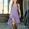 thumbnail image 1 of ATOGUTA Girls Fall Dress Sleeveless Crew Neck Casual Holiday High Low Hem Dresses Size 5T-14, Purple, 1 of 6