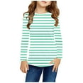 thumbnail image 1 of ATOGUTA Girls' Fashion Hoodies & Sweatshirts Green Long Sleeve Shirts Soft Crewneck Long-Sleeve T-Shirts Striped Tees Size 3T-14, 1 of 5