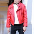 thumbnail image 1 of ATOGUTA Girls Faux Leather Jacket for Kids Motorcycle Biker Leather Jackets Red, Size 3T-13, 1 of 4
