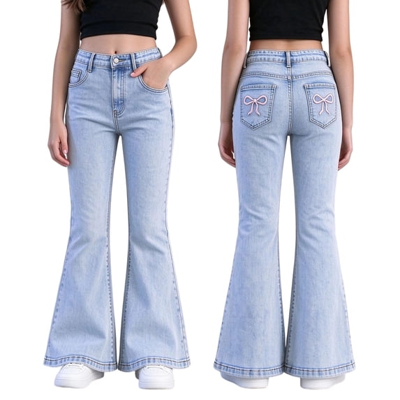 ATOGUTA Girls' Flare Jeans Kids Denim Bell Bottom Pants for Teen Girls ...