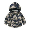 thumbnail image 1 of ATOGUTA Girls Fleece Jacket Double Zipper Printed Jackets Hooded Trench Windbreaker Boys' And Girls' Coat, Size 1T-9, 1 of 5